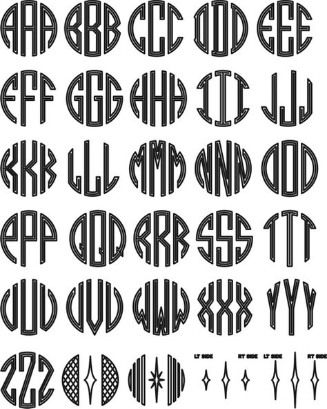 Monogram templates Circle Monogram Font Free, Circle Monogram Font, Free Monogram Fonts, Font Tattoo, Monogram Template, Deco Font, Icon Ideas, Free Monogram, Automotive Logo