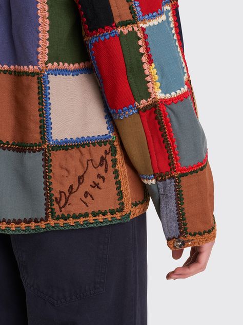 Patchwork Aesthetic, Textiles Ideas, Jacket Silhouette, Patchwork Tee, Fashion Collection Inspiration, Patchwork Fashion, Patchwork Clothes, Alexander Mcqueen Fashion, Patchwork Shirt