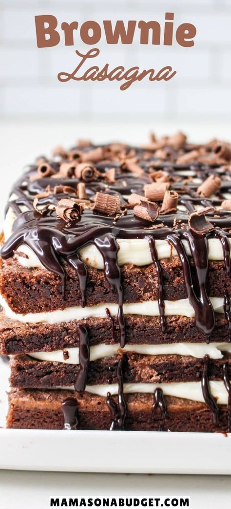 Brownie Layer Dessert, Olive Garden Brownie Lasagna Recipe, Olive Garden Dessert Recipes, Brownie Lasagna Dessert, Chocolate Lasagna Olive Garden, Chocolate Brownie Lasagna, Desert Lasagna, Olive Garden Chocolate Lasagna, Dessert Lasagna Recipes