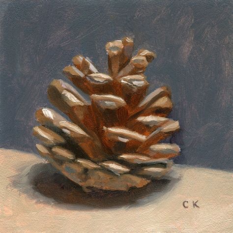 Pine Cones Painting, Painting Pinecones Christmas, Painting A Pinecone, Pine Painting, Pine Cone Painting, Pinecone Painting Acrylic, Christmas Oil Painting, Christmas Oil Paintings, Holiday Paintings