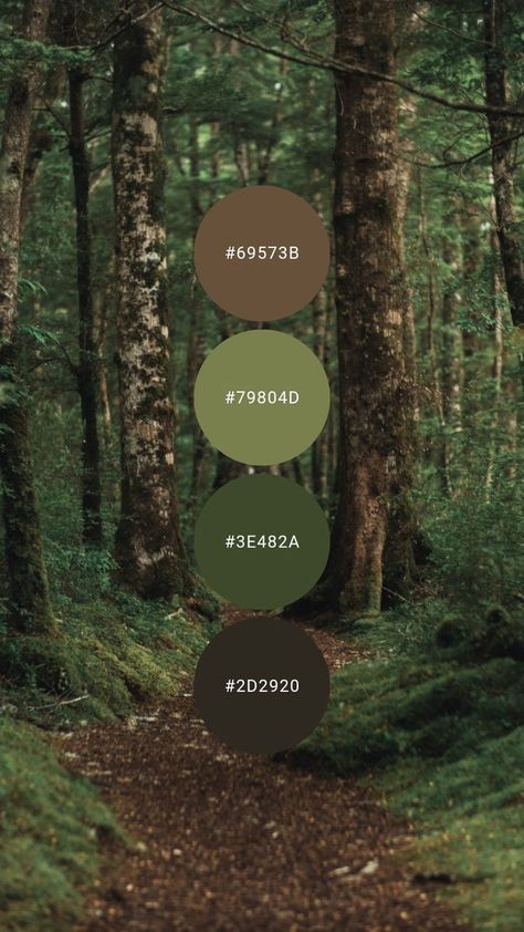 Forest Wedding Colour Palette, Green And Brown Pallete, Forest Colour Pallet, Forest Green And Brown Bedroom, Green Forest Palette, Forest Colour Pallete, Earthy Greens Color Palette, Greens And Browns Palette, What Colors Go With Dark Brown