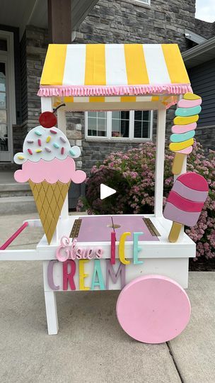 28K views · 1.1K reactions | An ice cream truck for your birthday? What 5 year old wouldn’t want this? I had so much fun adding all the ice cream details on this for the @makerschallengecentral scroll saw challenge! What is your favorite wooden treat? #ssc23final #icecreamcart #diyicecreamtruck #diyer #scrollsaw #diyplaythings #diytoys | Making It With Abby | Minke Brits · Possibility Of Positivity Diy Ice Cream Cart Ideas, Ice Cream Booth Design, Ice Cream Cart Diy, Ice Cream Stand Ideas, Diy Ice Cream Truck, Diy Ice Cream Stand, Diy Ice Cream Cart, Ice Cream Decoration, Ice Cream Birthday Party Theme