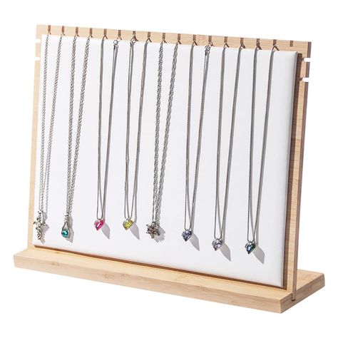 PRICES MAY VARY. 【What You Will Receive】The package comes with 1 Necklace Display Storage, which can support your use need in daily life and for sell. 【Nice Workmanship】The necklace display stand for show is mainly made of bamboo and soft mat material, protect your jewelry from damage. 【Product Size】Big necklace display stand is about 15.7"Lx3.7"Wx11.8"H, and the medium necklace jewelry display stand is about 10.8"Lx3.7"Wx11.8"H 【Removable Base】The base is convenient for you to display your jewe Necklace Displays For Craft Shows, Store Jewelry Display, Diy Necklace Display Stand, Necklace Holder Stand, Diy Jewelry Stand, Creative Jewelry Displays, Bamboo Necklace, Jewelry Booth, Necklace Jewelry Display