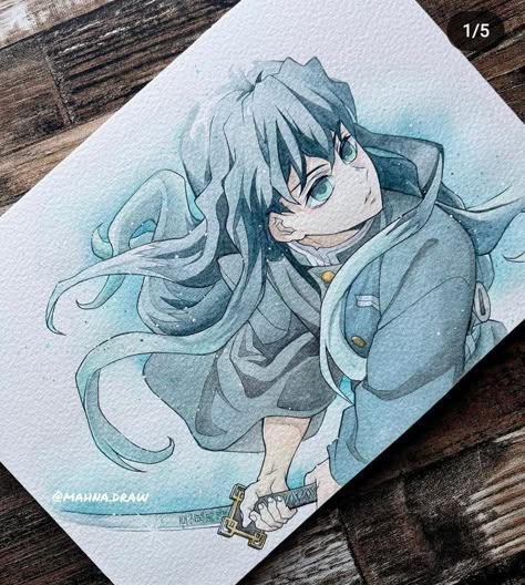 Muichirou Tokitou Drawing Sketch, Muichiro Watercolor, Tokito Sketch, Muichiro Sketch, Tokito Drawing, Hashira Drawing, Muichiro Drawing, Demon Slayer Sketch, Face Art Drawing