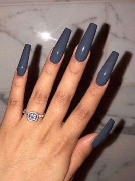 Coffin long dark grey Video Makeup, Nails Yellow, Fall Acrylic Nails, Long Acrylic Nails Coffin, Summer Acrylic Nails, Nagel Inspo, Gel Nail Designs, Coffin Nails Designs, Dope Nails