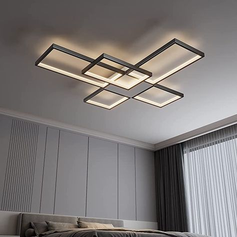 OKES LED Ceiling Light Fixture,92W Modern Flush Mount Ceiling Light,Black Square Acrylic Ceiling Lamp for Kitchen Bedroom Study Living Room Office Dining Room,Dimmable/Memory Function/3000-6000K… - - Amazon.com Modern Flush Mount Ceiling Light, Lamp For Kitchen, Modern Kitchen Lighting, Lamps For Kitchen, Led Ceiling Light Fixtures, Study Living Room, Modern Led Ceiling Lights, Geometric Lighting, Modern Flush Mount