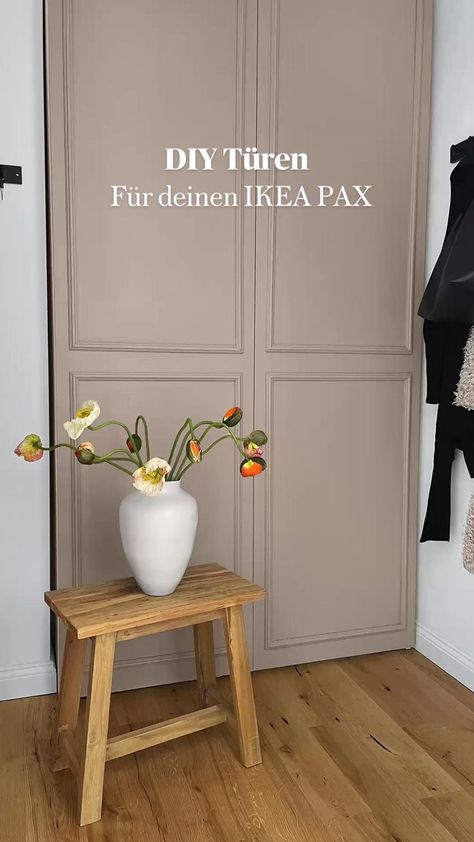 DIY Türen für deinen Ikea Pax 🪚 in 2022 | Diy tür, Ikea, Styropor kleben Organisation, Pax Diy, Ikea Cork, Ikea Pax Doors, Master Wardrobe, Armoire Diy, Ikea Pax Hack, Ikea Pax Closet, Minimal Living Room