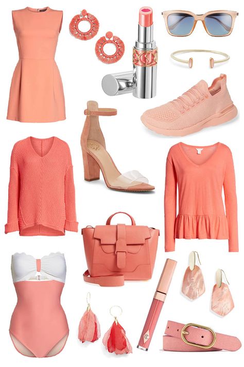 2019 Pantone Color of the Year: Coral Outfit Inspiration for Spring Trending Things, Wednesday Wishes, Color Durazno, Coral Outfit, Spring Board, Pink Oversized Sweater, Color Pantone, Blonde Moments, Color Outfits