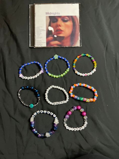 Mystery 5-pk Midnights inspired friendship bracelets. Taylor Swift Midnights Friendship Bracelet, Midnights Friendship Bracelet Ideas, Frendship Bracelets, Pony Bead Projects, Inspired Bracelets, Aesthetic Memes, Friend Friendship, Diy Rings, Bracelet Ideas