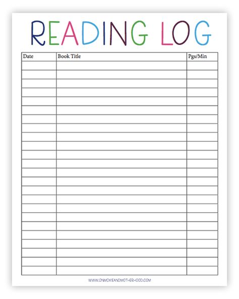 Free Printable Reading Log, Sight Words Lists and Learn to Read Tips Reading Log First Grade, 3rd Grade Morning Binder, Homeschool Templates Free Printables, Reading Log Minutes, 1st Grade Reading Log, Homeschool Charts Free Printable, Student Reading Log, Home Reading Logs Free Printable, Book Log Free Printable