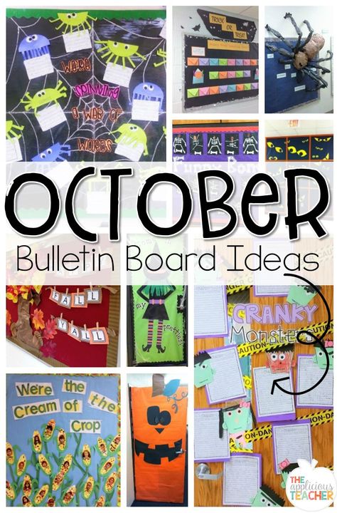 10 Best October Bulletin Boards. Love these fun bulletin boards and door ideas! Fun Bulletin Boards, Ideas For Bulletin Boards, October Bulletin Board Ideas, October Bulletin Board, October Bulletin Boards, Kindergarten Bulletin Boards, October Classroom, Christmas Bulletin Boards, Thanksgiving Bulletin Boards