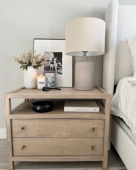 Bedroom Inspirations Side Table, Matching Nightstands Bedroom, Guest Room Side Table Decor, Nightstand Decor Men, Guest Bedroom Bedside Table Decor, Side Table Styling Bedroom, Master Bedrooms Nightstands, Bed Side Table Decor Aesthetic, Small Bedside Table Decor