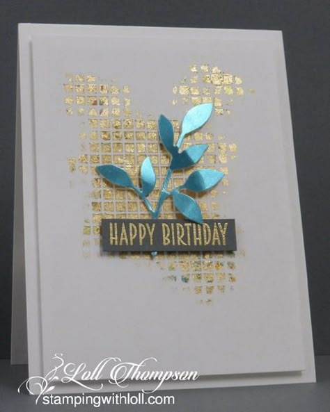 Stamping with Loll: Stenciling with Gilding Flakes Foiling Cards, Stenciled Cards, Foiled Cards, Stencil Cards, April Challenge, Gold Leafing, Deco Foil, Cas Cards, Leaf Cards