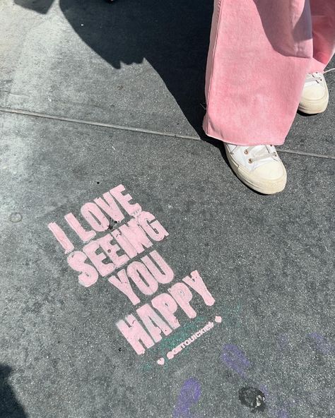 i found this cute, uplifting pink quote while strolling around on abbot kinney in venice, california. it instantly made me happy! more photos like this on my instagram @nixieincolor. Quote Billboard, Motivational Quotes Positive Pink, Sidewalk Quotes, Happy Vibes Aesthetic, Seeing You Quotes, Balloon Quotes, Sparkle Quotes, Positive Wallpapers, Abbot Kinney