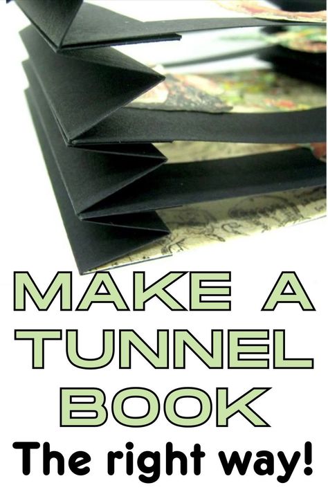 Make a tunnel book the right way. Find out how to make this easy diorama book with a captivating scene #tunnelbook #papercraft #diorama #einatkessler Easy Diorama, Tunnel Book Tutorial, Pop Up Tunnel, 3d Tunnel, Old Book Art, Tunnel Book, Book Art Projects, Craft Projects For Adults, Paper Craft Techniques