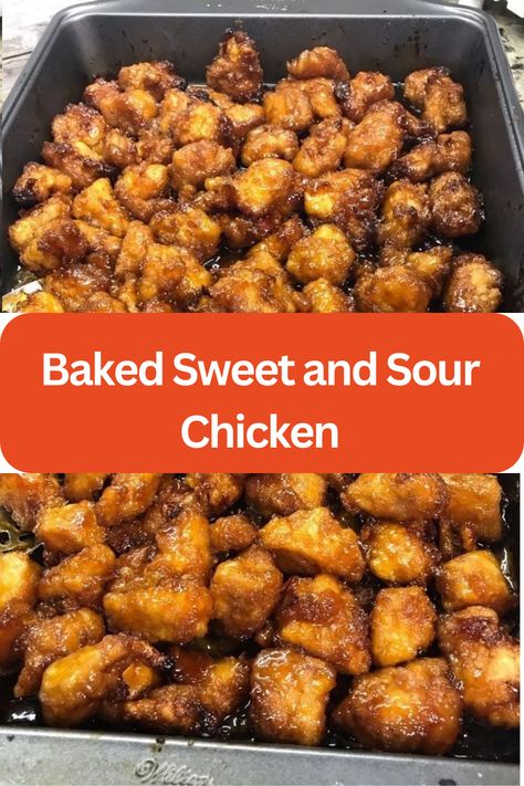 Baked Sweet and Sour Chicken - WEEKNIGHT RECIPES Baked Sweet And Sour Chicken Recipe, Baked Sweet And Sour Chicken, Sweet And Sour Chicken Recipe, Sour Chicken Recipe, Sweet And Sour Chicken, Meat Appetizers, Chicken Breast Seasoning, Sweet N Sour Chicken, Mexican Chicken