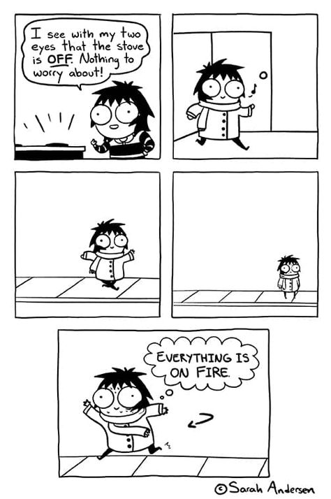 Sarah's Scribbles :: Stove | Tapas Comics - image 1 Saras Scribbles, Sarah Anderson Comics, Silly Comics, Sarah's Scribbles, Sarah Andersen, Comics Strips, Sarah Anderson, 4 Panel Life, Relatable Comics