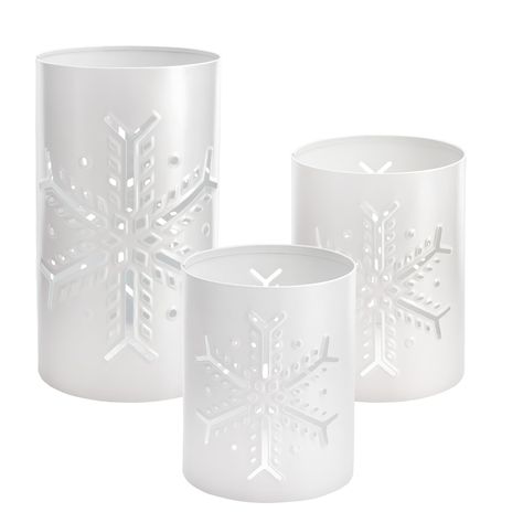 PRICES MAY VARY. SET OF 3: Three candle lanterns perfectly sized to hold a set of pillar candles SNOWFLAKE DESIGN: Opposite sides with a snowflake cutout design MULTI-USE: Perfect for Christmas decor, winter themed displays, centerpiece use, holiday weddings, and coffee table use; great for shelf decor, window ledge, and buffet SIZE: 9.1, 5.1 and 4 inches tall respectively; USE: candles up to 4.5 in., 3.5 in. and 2.5 in. respectively; also suitable for flameless and battery-operated candles MATE Winter Onederland Centerpieces, Winter Wonderland Table Setting, Grey Christmas Decor, Winter Wonderland Centerpieces, Snowflake Centerpieces, Snowflake Candle, Snowflake Candles, Centerpiece Candle, Lantern Christmas