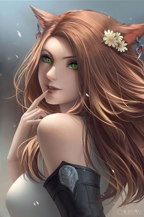 Pinterest Fox Girl, Fantasy Images, Geek Art, Final Fantasy Xiv, Fantasy Rpg, Digital Art Girl, Cat Girl, Character Portraits, Character Design Inspiration