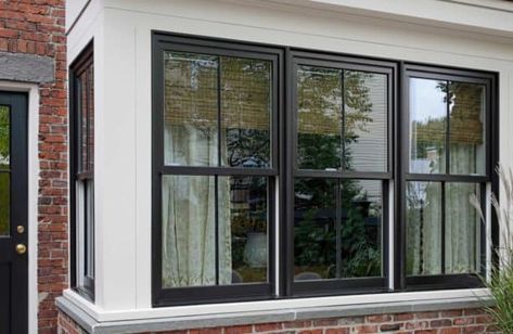 Double Hung Windows Exterior, Window Grids, Black Window Frames, Wood Window, Double Hung Windows, Farmhouse Windows, Black Windows, Windows Exterior, Wood Windows