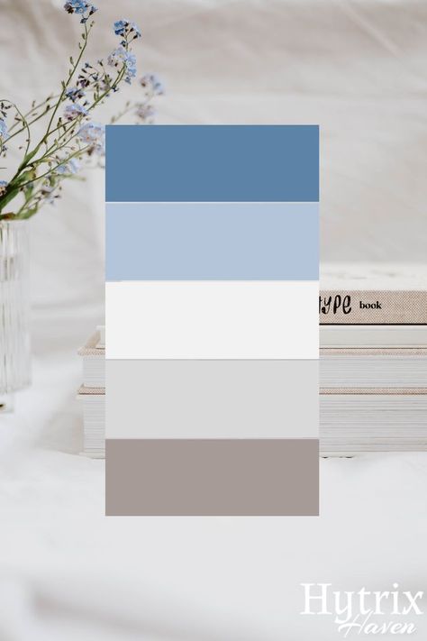 Light Blue Brown And White Bedroom, Powder Blue Pallette, Light Blue And Gray Color Palette, Blue And White Color Combinations, Colors That Match Light Blue, Bedroom Ideas Light Blue And Gray, Blue White Gray Color Palette, Blue Grey Beige Color Scheme, Blue Gray Color Palette Colour Schemes