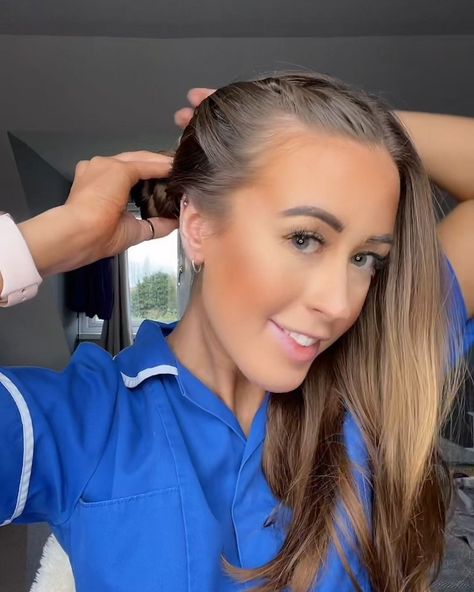 Hairstyles for nurses | hairstyle | These quick and easy hairstyles are tried and tested by a nurse 👩‍⚕️👏 | By Tyla | Facebook Ponytail Hairstyles For Nurses, Nursing Hairstyles Updo, Easy Hairstyles For Nurses Simple, Phlebotomy Hair Styles, Cute Hairstyles For Nurses Up Dos, Updos For Nurses Easy, Easy Hair For Nurses, Doctor Hairstyles Medical Women, Hairstyles For Medical Field