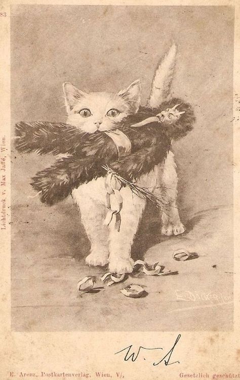 Victorian Christmas Cards, Ghost Of Christmas Past, Arte Punk, Creepy Christmas, Arte Inspo, Victorian Christmas, Vintage Christmas Cards, Christmas Illustration, Vintage Cat