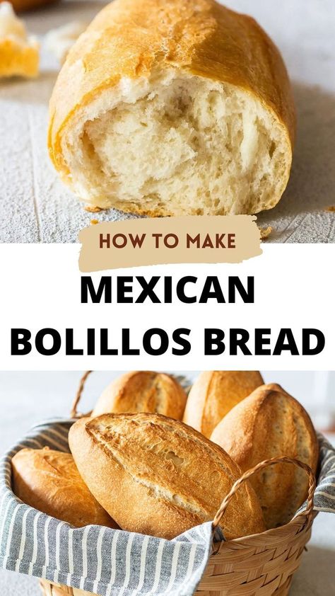 Mexican Bolillos, Bolillo Recipe, Type Of Bread, Mexican Pastries, Mexican Sweet Breads, Mexican Bread, Recipe Mexican, Artisan Bread Recipes, Mexican Food Recipes Easy