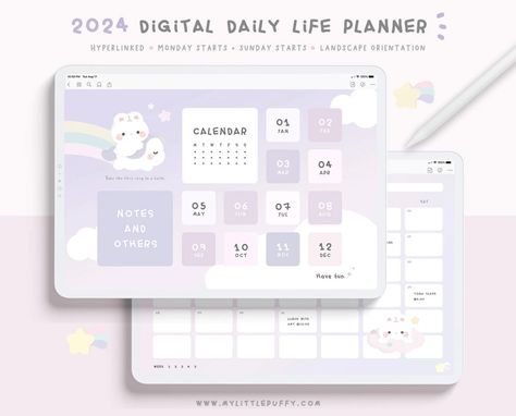 Cuteness Overload: MyLittlePuffyShop's 2024 Digital Planner – Your Ultimate Cute GoodNotes Daily Planner for a Whimsical Year Ahead! New Years Planning, Cute Digital Planner, New Year Planning, Planner Setup, Digital Planner Goodnotes, Goodnotes Planner, Year Plan, Daily Planner Template, Planner Paper