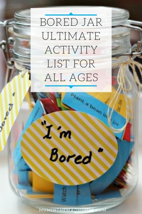 Bored Jar Ultimate Activity List for All Ages - Mum In The Madhouse Bored Jar Activity List, Summer Bucket List Template, Bucket List Template, Activity Jar, Activity List, Free Family Activities, Summer Calendar, Bored Jar, Frugal Family