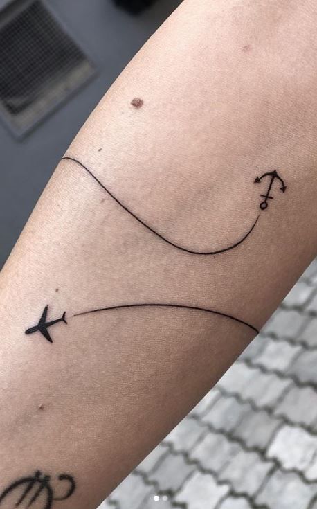 #anchortattoo Lifeguard Tattoo Ideas, Skydiving Tattoo Small, Minimal Travel Tattoo, Nautical Tattoo For Women, Cruise Ship Tattoo, Small Nautical Tattoo, Minimalist Tattoo Travel, Minimalist Anchor Tattoo, Cruise Tattoo