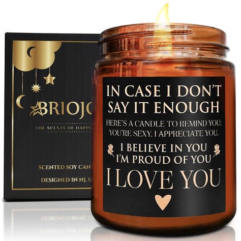 PRICES MAY VARY. 🌺UNIQUE COUPLE GIFTS FOR MEN & WOMEN: In the warm glow of our amber jar, this scented candle delivers more than just fragrance - it’s a daily dose of positivity. With a label that reads, “IN CASE I DON’T SAY IT ENOUGH,” this candle whispers sweet affirmations to you: “You’re sexy. I appreciate you. I believe in you. I’m proud of you. I love you.” Light it up, breathe in the soothing scent, and let these words wrap around you like a cozy embrace. 🌺CUTE HAPPY ANNIVERSARY GIFTS: I Love You Box For Him Gift Ideas, Boyfriend Appreciation Gifts, Sweetest Day Gifts For Boyfriend, Gifts For New Boyfriend, Sweet Affirmations, Just Because Gifts For Him, Men Candle, New Boyfriend Gifts, Romantic Gifts For Men