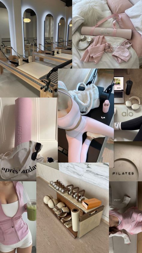 #moodboard #pilates #pink #wellness #aloyoga #workout Pilates Aesthetic Collage, Pink Pilates Studio, Pilates Body Inspiration, Pilates Board, Wellness Girlie, Almond Daughter, Pilates Motivation, Pilates Aesthetic, Hot Pilates