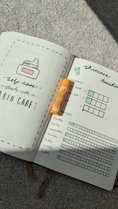 Skin Care Journal Pages, Skin Care Journal Ideas, Skin Care Bullet Journal, Skin Care Routine Journal, Skin Care Tracker, Selfcare Tracker, Skin Care Journal, Planer Ideas, Creative Diary