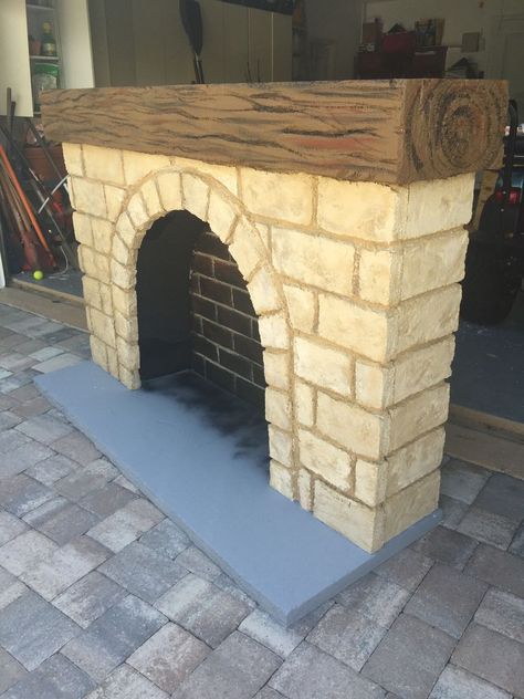 Stone Fireplace for Theatre Prop - 5 Styrofoam Fireplace Diy, Nutcracker Scenery Set Design, Prop Fireplace, Cardboard Fireplace, Set Construction, Fake Fireplace, Play Props, Theatre Props, Foto Disney