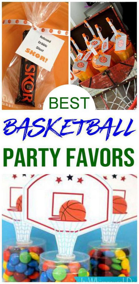 Party Favors! Basketball party favors that are so cool. Easy DIY party favor ideas for kids birthdays, end of season party, team building, NBA finals & more. Check out the coolest basketball party favors children will love :) #kidsparties #basketball Basketball Pool Party, Basketball Team Snacks, Basketball Team Treats, March Madness Theme, Basketball Girl Gifts, Birthday Party Gift Bag Ideas, Basketball Snacks, Basketball Treats, March Madness Parties