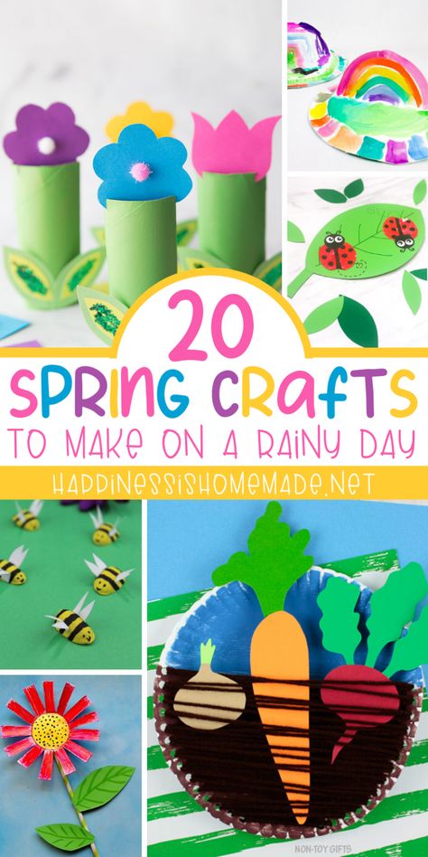 These 20 super fun and easy Spring crafts for kids are fun for all ages! Have fun on a rainy day with these awesome Spring kids crafts! Spring Sel Activities For Kids, Easy Preschool Arts And Crafts, Rainy Day Crafts For Preschoolers, Easy Spring Crafts, Spring Arts And Crafts, Spring Crafts Preschool, Assistant Teacher, Springtime Crafts, April Crafts