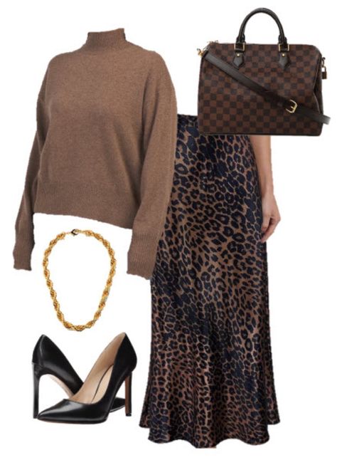 Satin leopard skirt outfit workwear outfit Leopard Satin Skirt Outfit, Satin Skirt Outfit Fall, Satin Leopard Skirt, Leopard Skirt Outfit, Satin Skirt Outfit, Satin Maxi Skirt, Baddie Fits, Leopard Print Skirt, Leopard Skirt