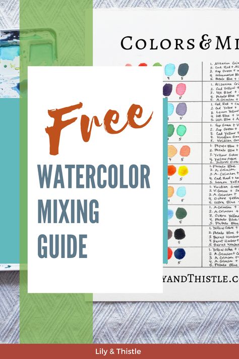 Get the best from your watercolor paints by grabbing this free mixing guide! Download and print to have handy whenever you are stuck on the best ways to mix your paints. Watercolour Mixing Guide, Watercolor Paint Mixing Chart, Watercolor Mixing Guide, Watercolour Swatches Ideas, Watercolor Mixing Recipes, Watercolor Paint Mixing, Color Mixing Guide Watercolor, How To Mix Watercolor Paint, Mixing Watercolors Color Charts