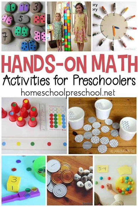 Ditch the workbooks and printables! Teach counting, math facts, and more with these hands-on preschool math activities. Hands On Math Activities, Math Activities For Preschoolers, Preschool Math Activities, Montessori Math Activities, Teaching Counting, Math Activities For Kids, Prek Math, Math Workbook, Activities For Preschoolers