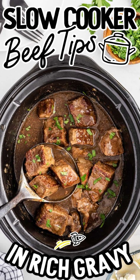 Slow Cooker Beef Tips, Beef Tips Recipe, Crock Pot Beef Tips, Beef Tip Recipes, Beef Tips And Gravy, Slow Cooker Recipes Beef, Beef Stew Meat, Beef Tips, Crockpot Beef