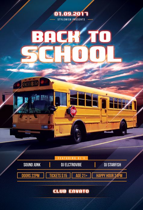 School Transport Flyer, Bus Poster Design, Transportation Project, Bus Sekolah, Bus Poster, Back To School Flyer, College Events, Bus Advertising, Digital Flyer