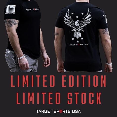 Available for purchase at The Great American Outdoor Show booth 213. Have you stopped in yet? And of course this limited stock NINE LINE APPAREL and Target Sports USA shirt available for purchase on our website. Selling fast. #aimon #ammo #shootingrange #targetshooting #pewpew #tactical #ammunition Nine Line Apparel, Usa Shorts, Eagle Print, Show Booth, Usa Shirt, Limited Stock, Target, Mens Shirts, Sports