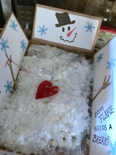 Winter College Care Package Ideas, Holiday Care Package Ideas, Christmas Care Package College, Care Package Decorating Ideas, November College Care Package, Just Add Water Care Package, Winter Care Package Ideas, Christmas College Care Package, Christmas Package Ideas Boxes