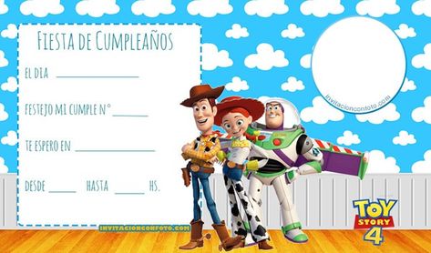 Te invito a mi fiesta de cumpleaños Toy Story Invitations Free Template, Moana Bebe, Toy Story Invitations, Wall Painting Living Room, Toy Story Characters, Toy Story 3, Toy Story Birthday, 3rd Birthday, Toy Story