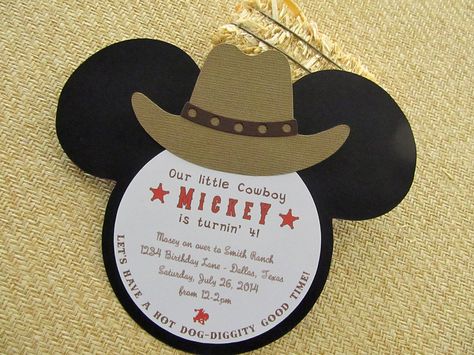 Mickey Cowboy Birthday, Cowboy Mickey Mouse Party, Mickey Mouse Birthday Theme, Mickey First Birthday, Mickey Mouse Bday, Mickey Mouse Themed Birthday Party, Disneyland Birthday, Music Themed Parties, Mickey Birthday Party