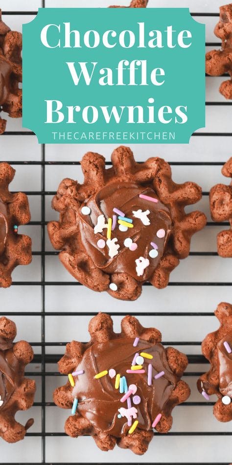 Brownie Mix Waffles, Waffle Iron Cookies, Waffle Snacks, Brownie Waffles, Chocolate Chip Waffles, Easy Party Desserts, Waffle Iron Recipes, Dessert Waffles, Waffle Maker Recipes