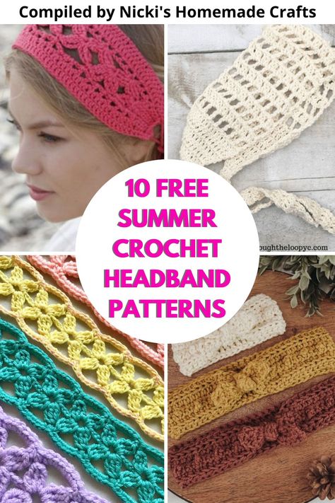 Crochet Handkerchief Headband, Head Bands Crochet Pattern Free, 70s Crochet Headband, Crochet Tie Headband Pattern Free, Crochet Headbands With Elastic, Crochet Headband With Hair Tie Pattern Free, Crochet Granny Headband, Free Headband Crochet Patterns, Crocheted Hair Bands