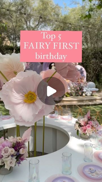 Large Flower Art on Instagram: "Some of my favorite outdoor fairy birthday events!   Which one is your favorite?!" Fairy 1st Birthday Centerpieces, Fairy Garden 1st Birthday Party Ideas, Fairy First Birthday Backdrop Ideas, Fairy 1st Birthday Party Decoration, First Fairy Birthday, My Fairy First Birthday Backdrop, Fairy First Birthday Photoshoot, Enchanted Tea Party Birthday, Fairy Birthday Balloon Arch