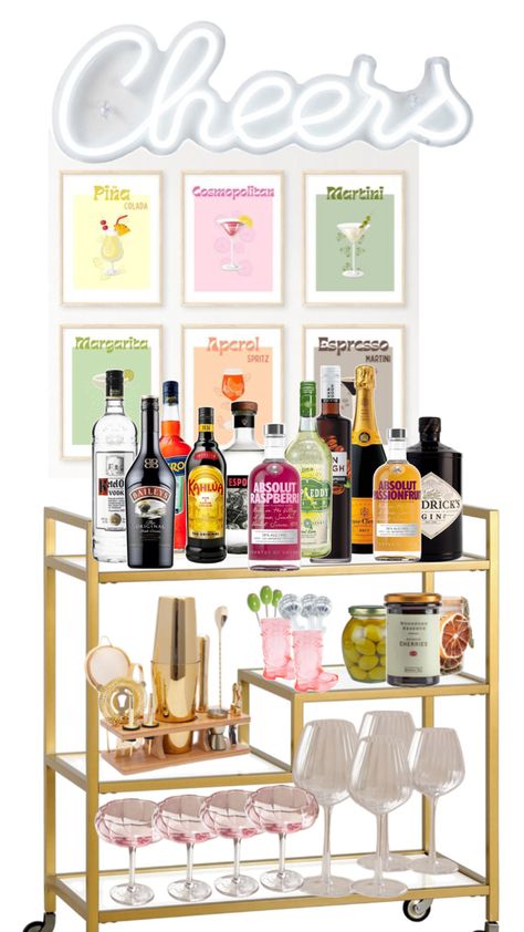 Preppy Bar Cart, Preppy Bar, Bar Cart, Martini, Gin, Apartment, Bar